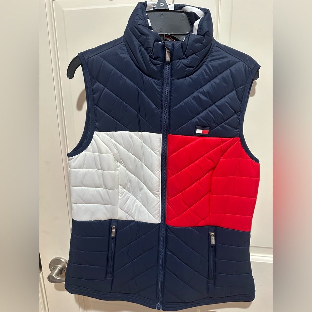 Tommy Hilfiger Colorblock Puffer Vest - Red, White, and Blue, Size XS
